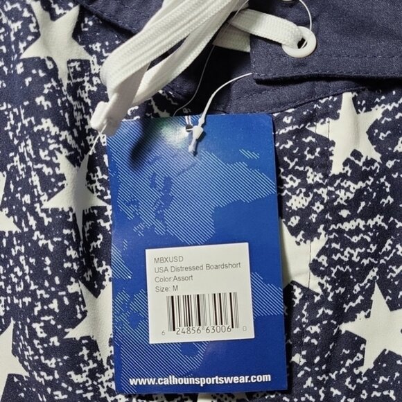 Calhoun Sports Wear Men's USA Distressed Flag Boardshorts Size M NWT - Picture 4 of 5